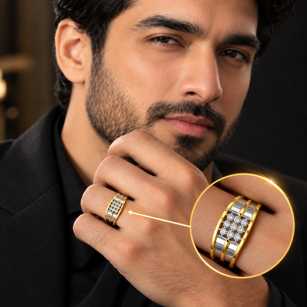 Contemporary Cluster Natural Diamond Ring