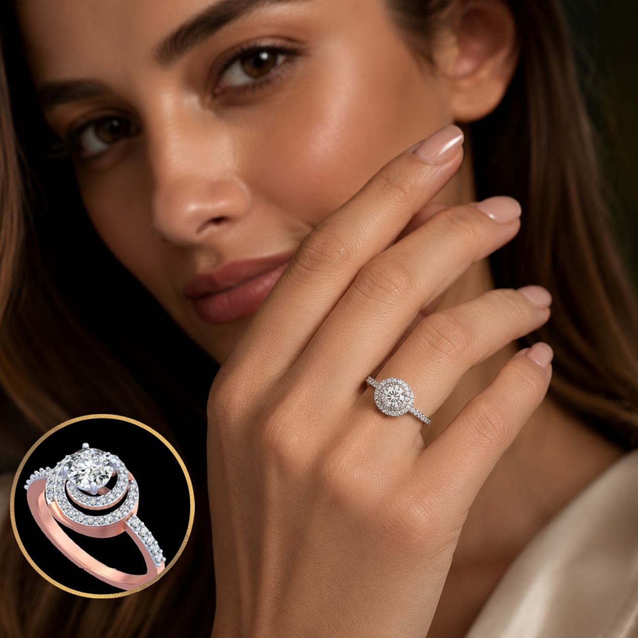 Celestia Spiral 40 Pointer Lab Solitaire Ring