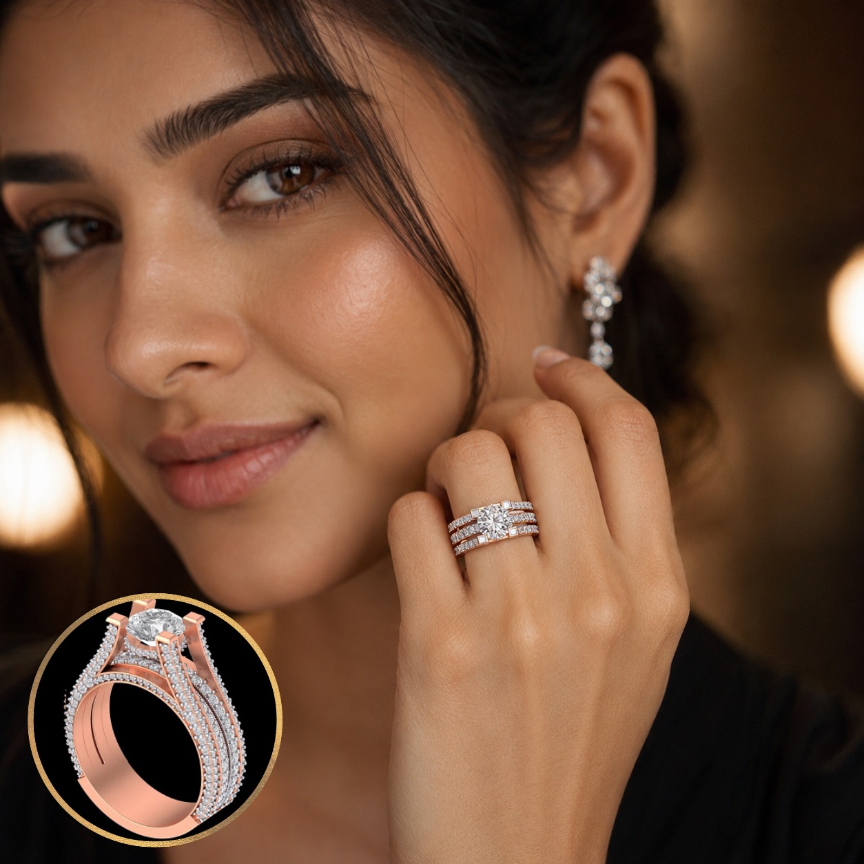 Lab-Grown Diamond Four-Line Solitaire Ring