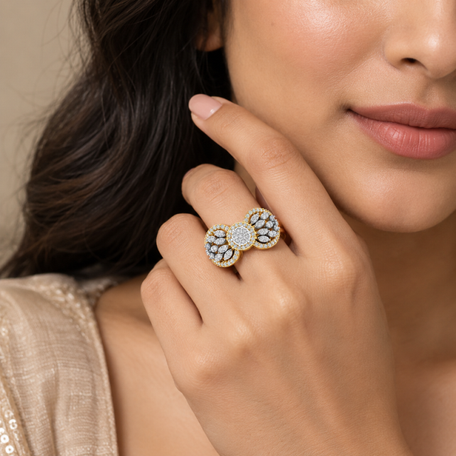 Natural Diamond Floral Cluster Ring