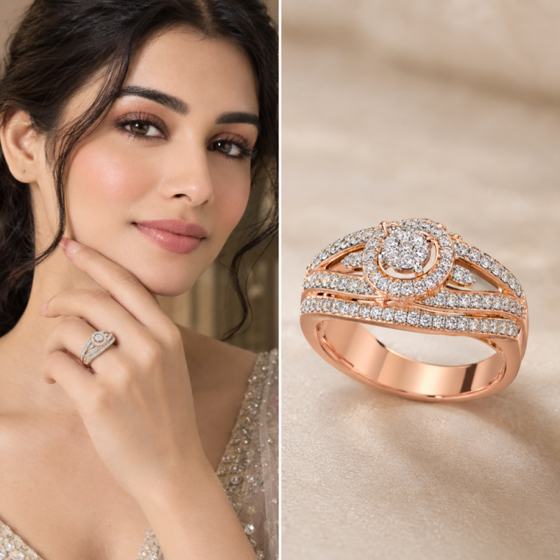 Natural Diamond Multi-Row Halo Ring