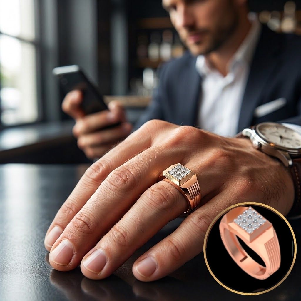 Contemporary Geometric Cluster Natural Diamond Ring