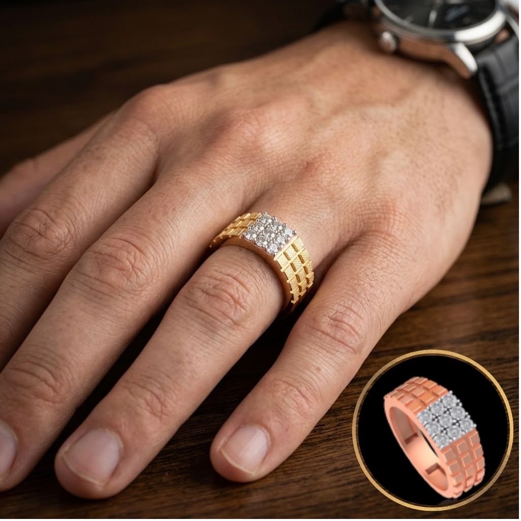 Contemporary Geometric Cluster Lab-Grown Diamond Band Ring