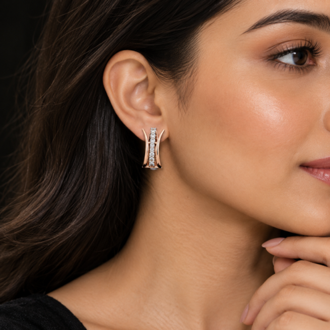 Lab-Grown Diamond Contemporary Curved Earrings