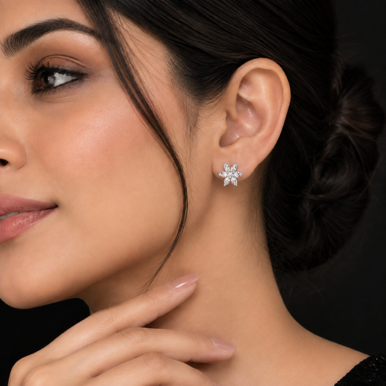 Floral Lab-Grown Diamond Stud Earrings