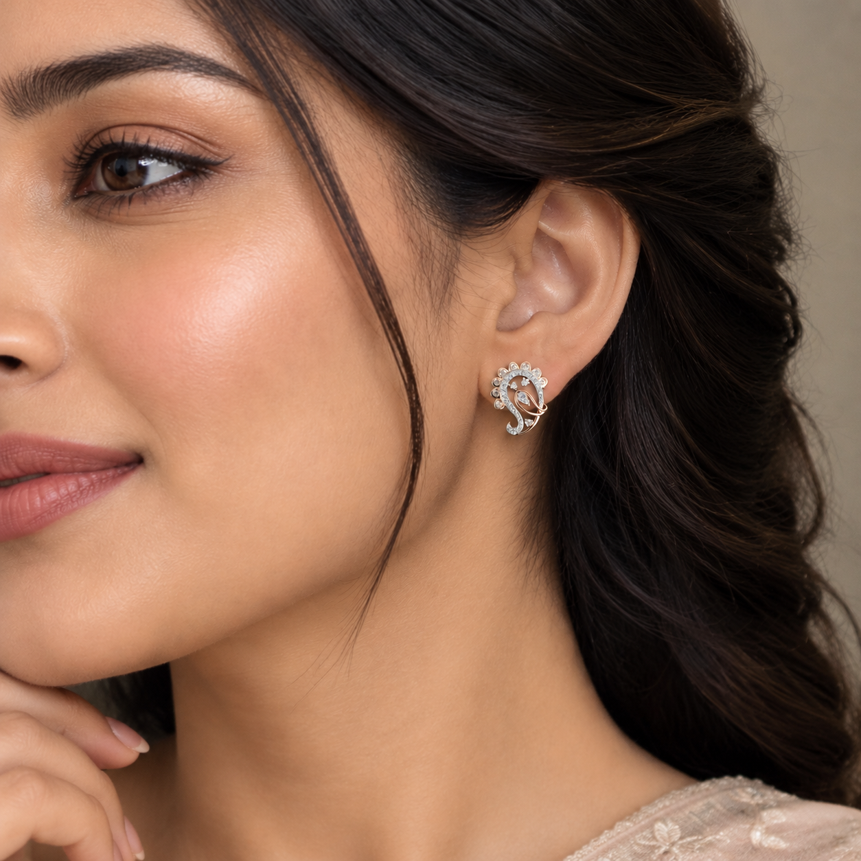 Exquisite Floral Paisley Lab-Grown Diamond Earrings