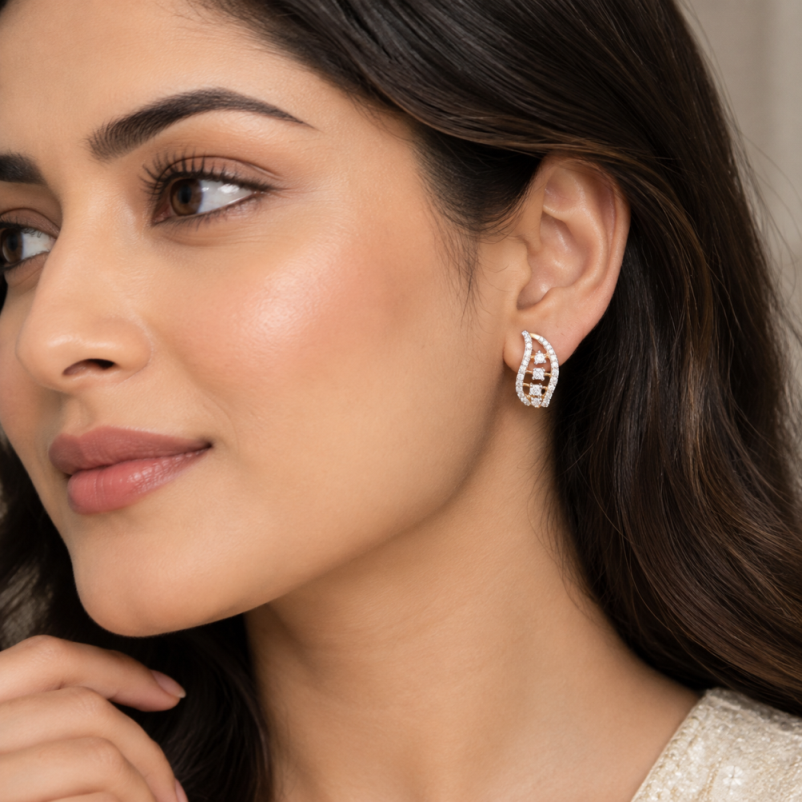 Lab-Grown Diamond Leaf-Style Drop Earrings