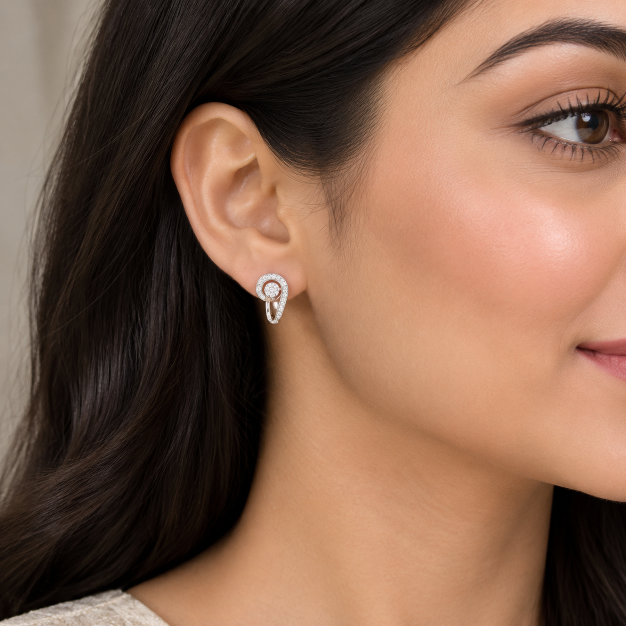 Lab-Grown Diamond Spiral Drop Earrings