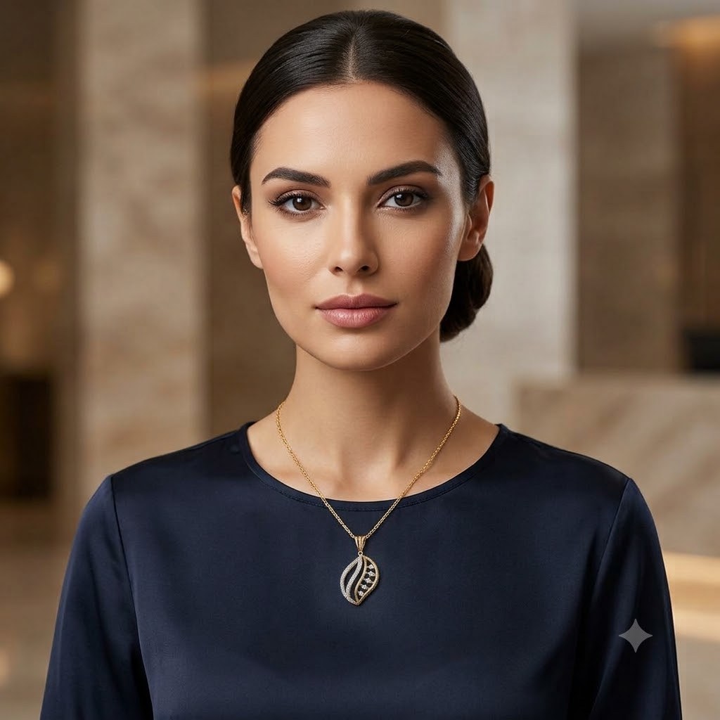 Contemporary Leaf Motif Lab-Grown Diamond Pendant