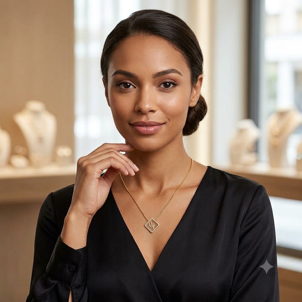 Contemporary Geometric Diamond Motif Lab-Grown Diamond Pendant