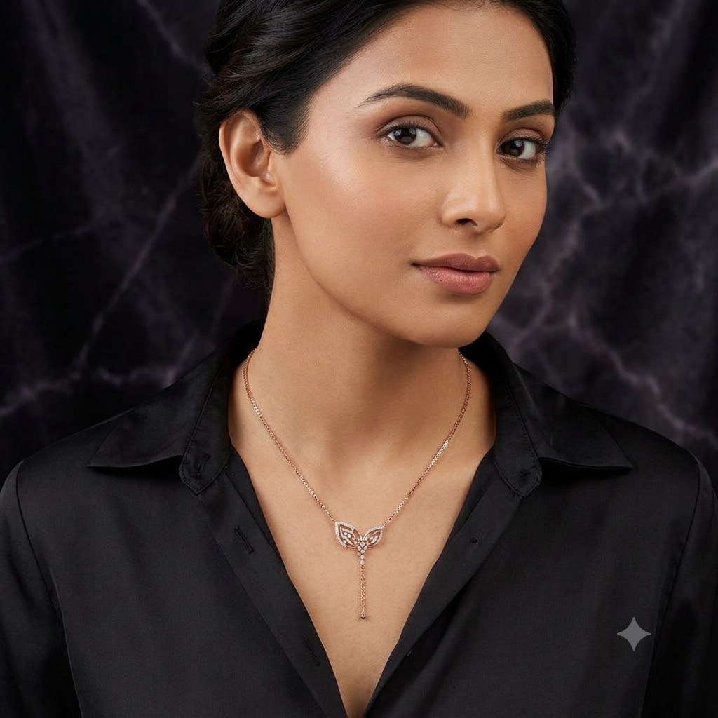 Elegant Butterfly Floral Lab-Grown Diamond Pendant