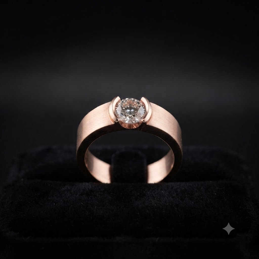 Classic Tension-Set Natural Diamond Solitaire Ring
