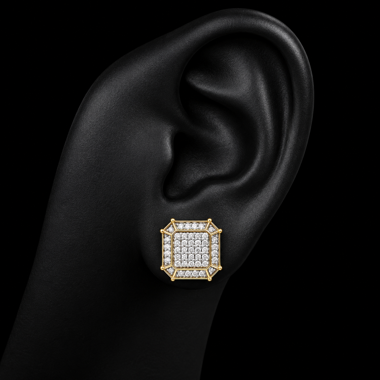 Geometric Pave Cluster Lab-Grown Diamond Stud Earrings