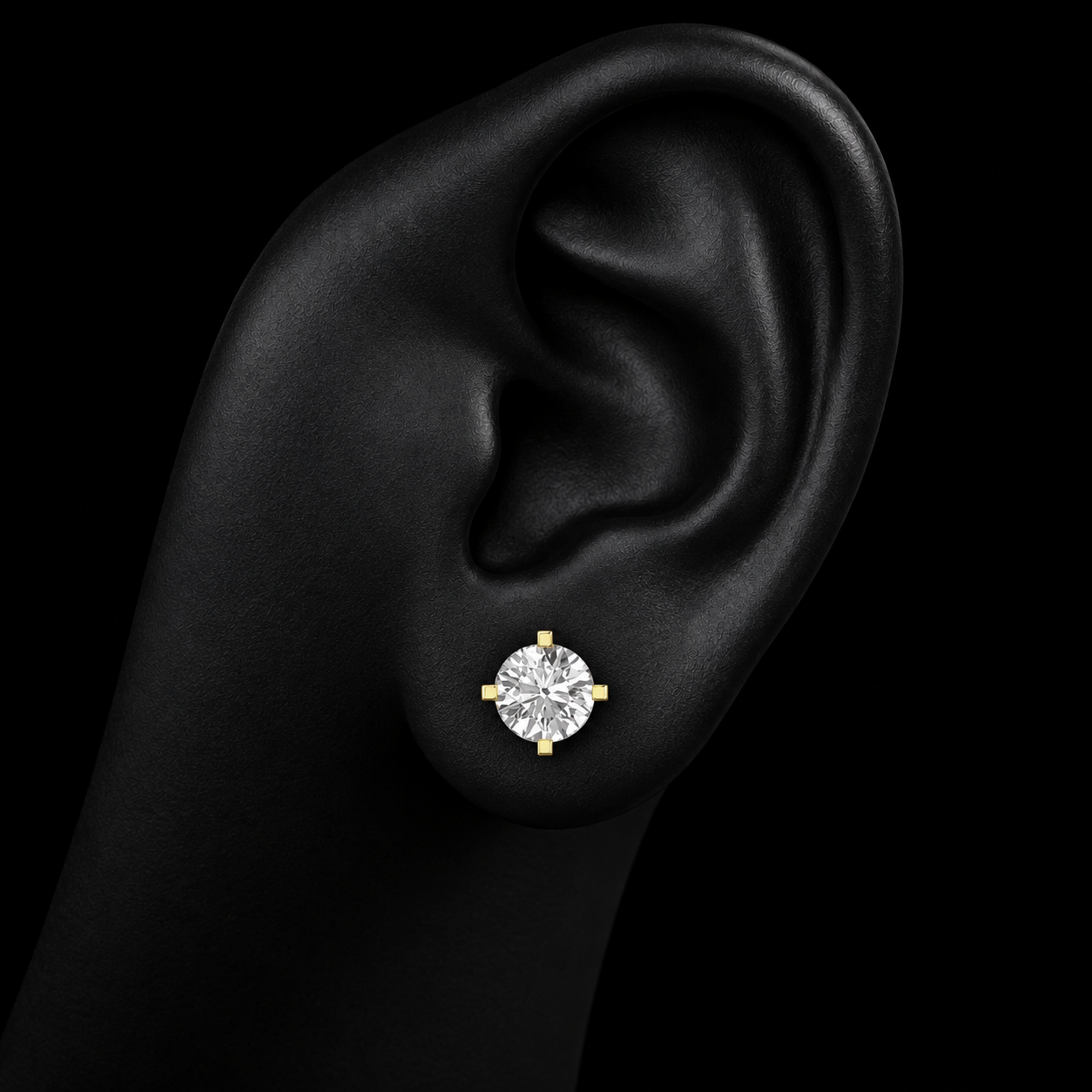 Classic Solitaire Round Natural Diamond Stud Earrings