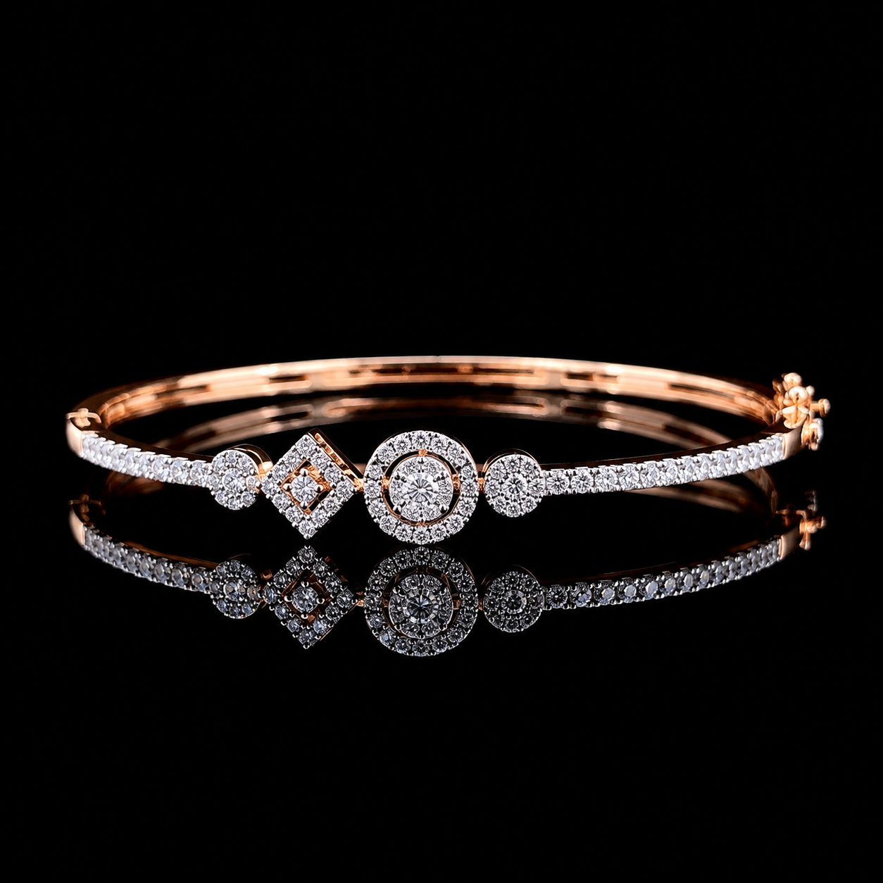 Natural Diamond Geometric Cluster Bracelet