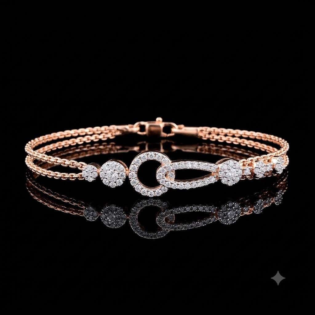 Contemporary Interlocking Oval Cluster Lab-Grown Diamond Bracelet