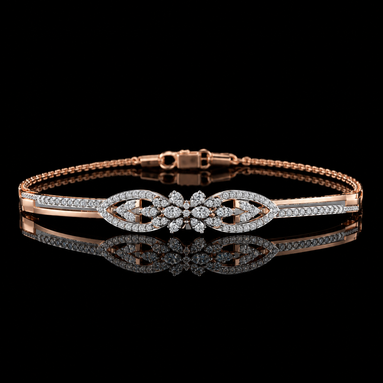 Contemporary Floral Cluster Lab-Grown Diamond Bracelet