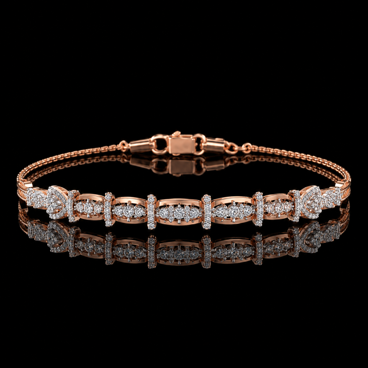 Elegant Floral Cluster Natural Diamond Chain Bracelet