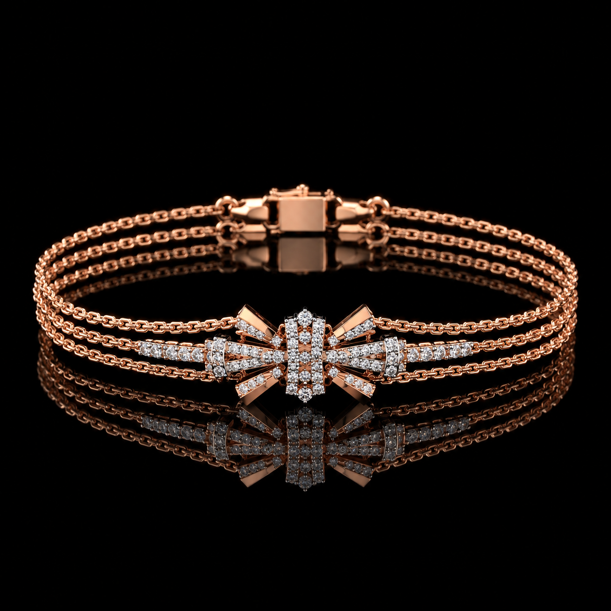 Lab-Grown Diamond Bow Multi-Strand Bracelet