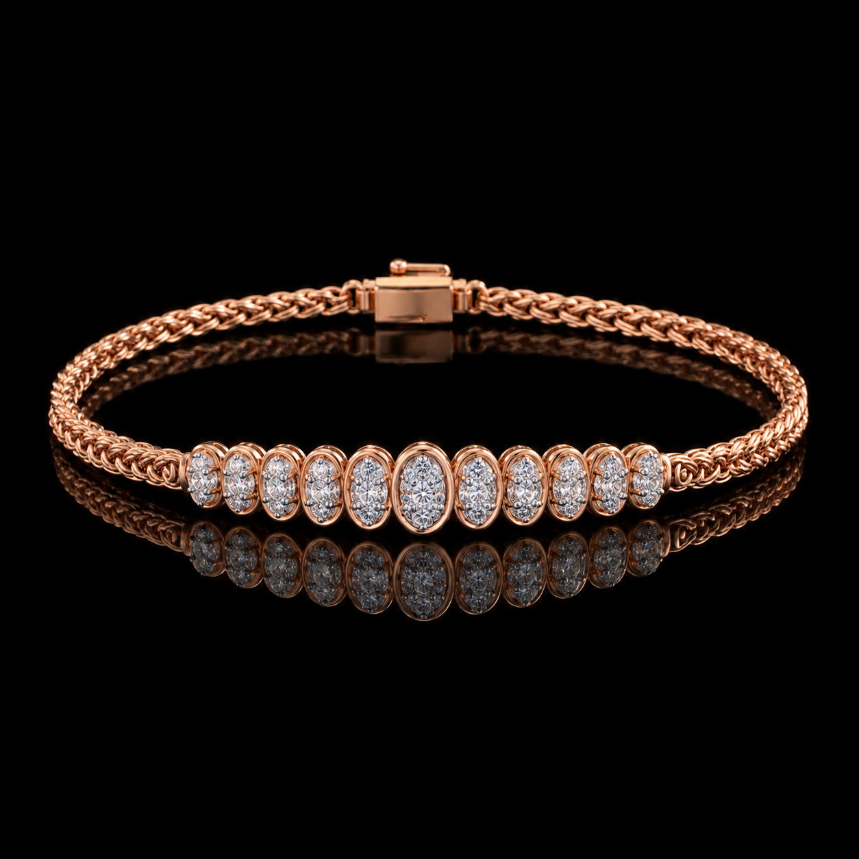 Contemporary Oval Cluster Lab-Grown Diamond Bracelet