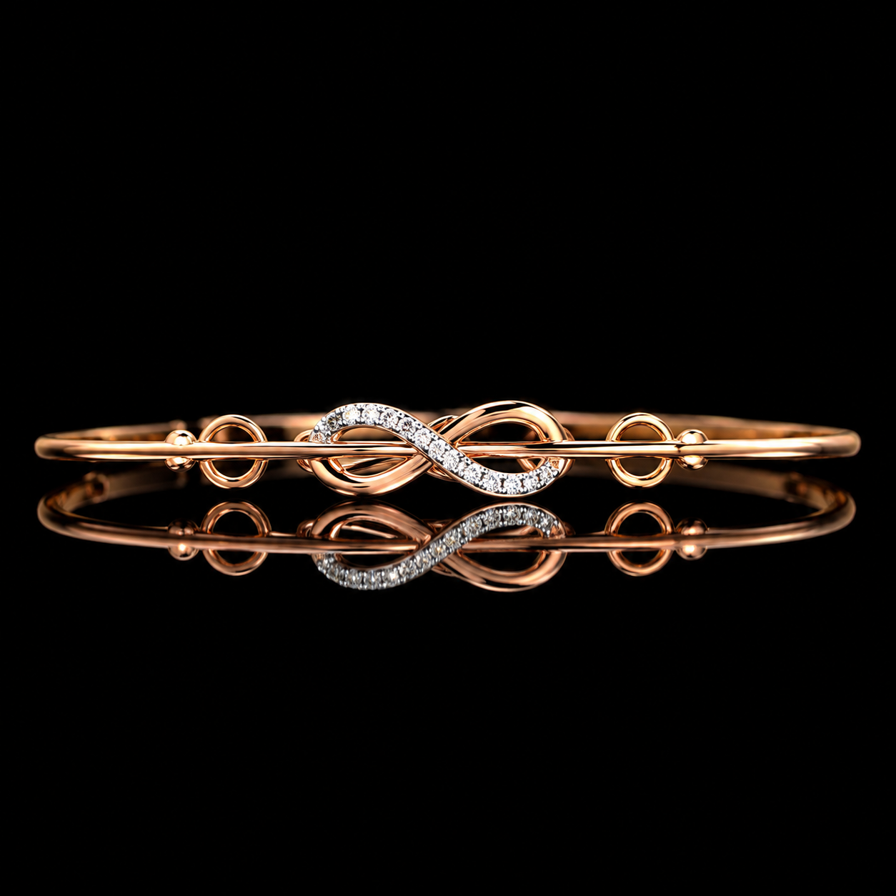 Natural Diamond Infinity Oval Bangle Bracelet