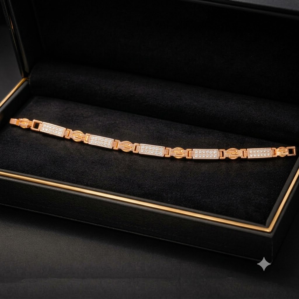 Contemporary Geometric Link Lab-Grown Diamond Bracelet